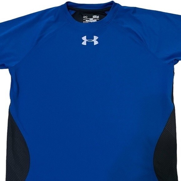 Under Armour HeatGear Shirt Loose Fit Blue and Black - Picture 9 of 9